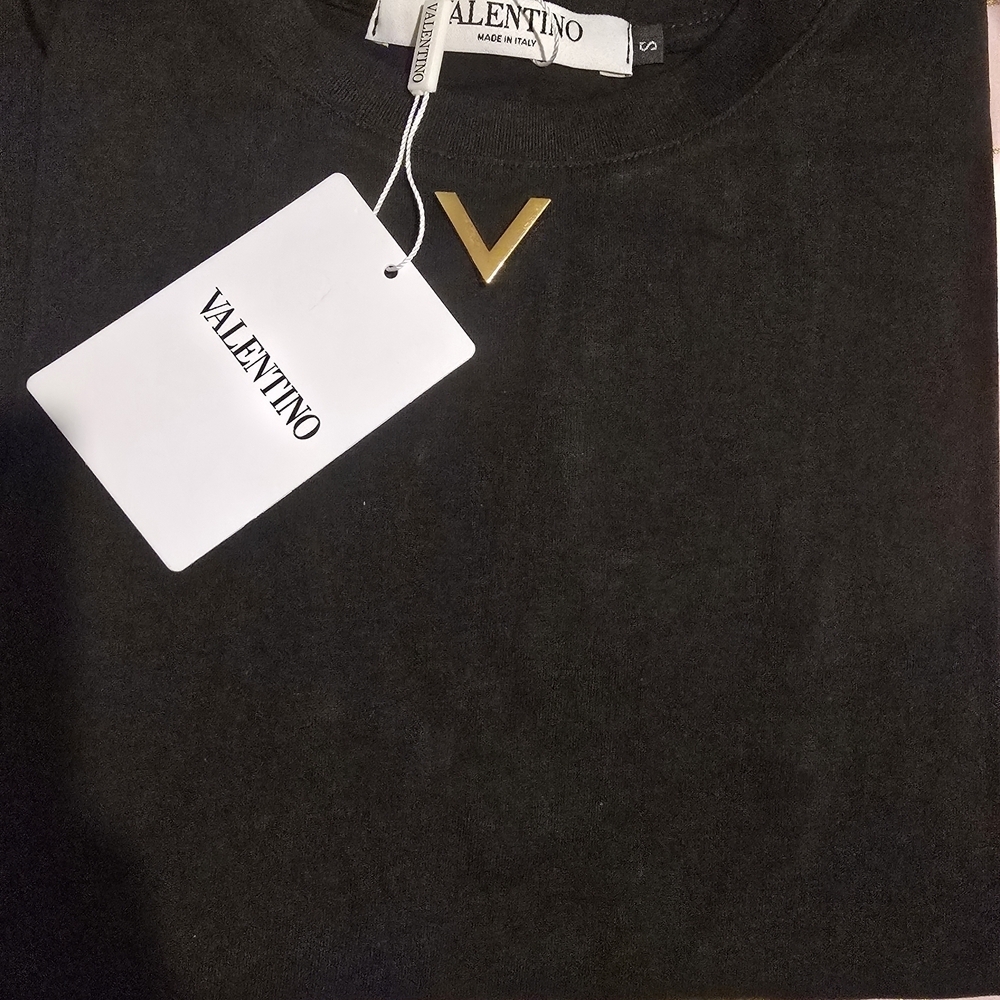 Valentino Black T-Shirt with Gold Logo